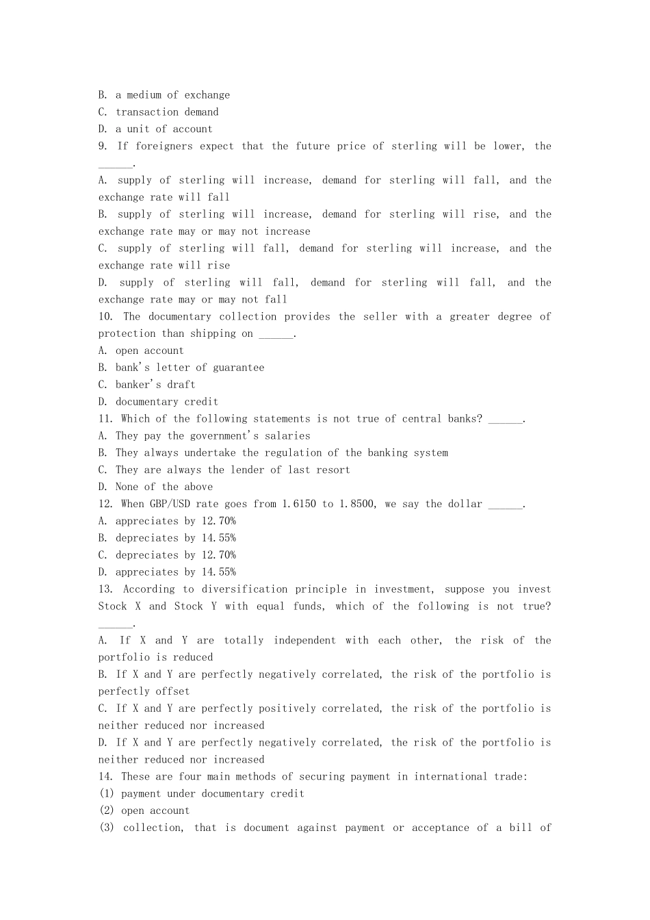 金融英语的单选题_第2页