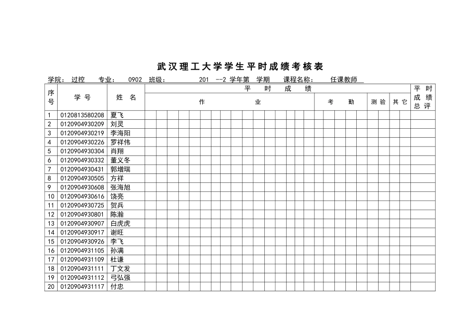 学生平时成绩表_第1页