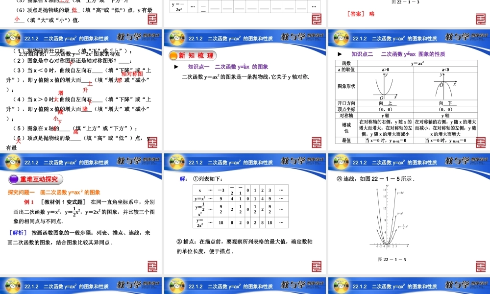 二次函数yax的图象和性质