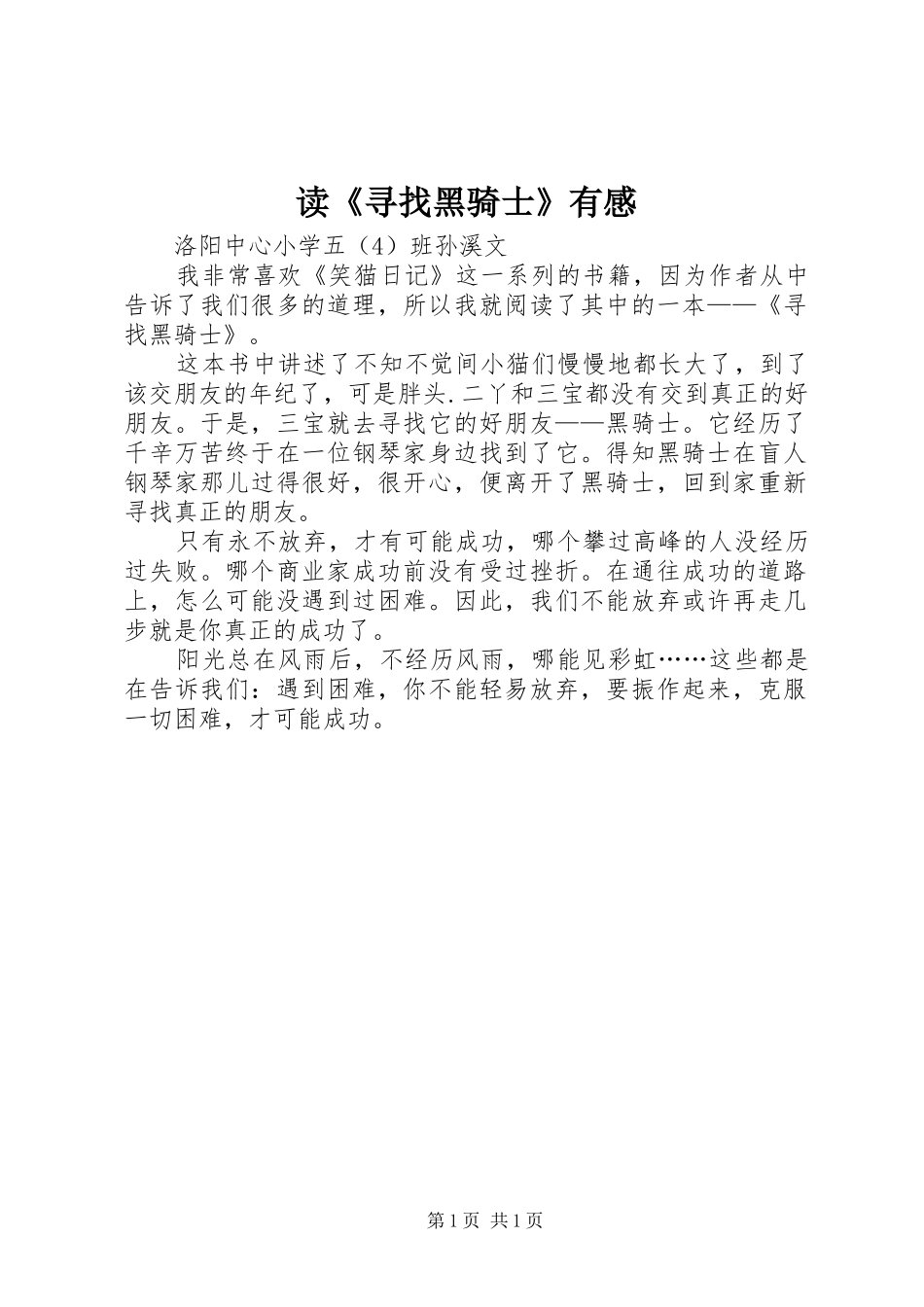 读《寻找黑骑士》有感_第1页