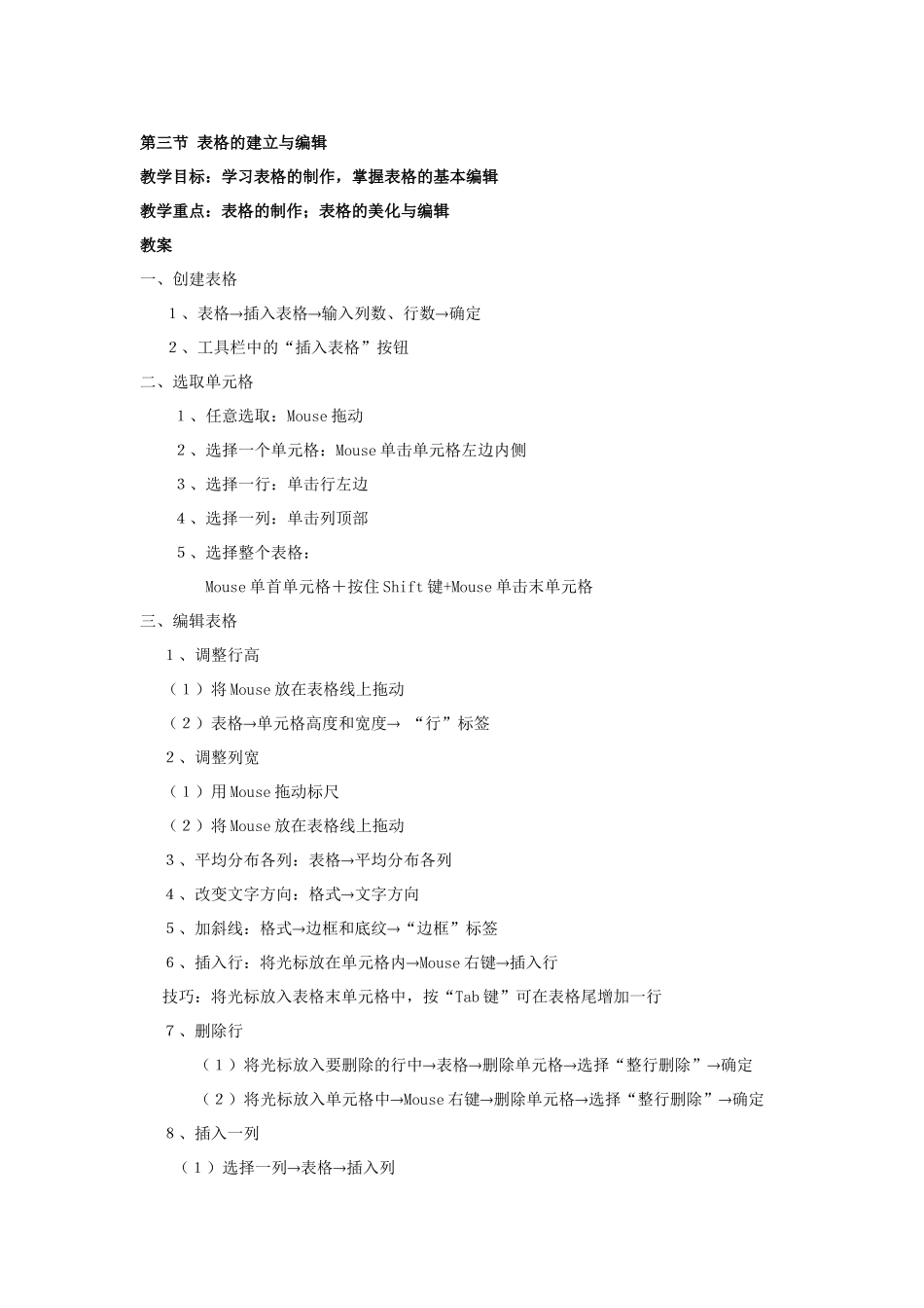 表格的建立与编辑_第1页