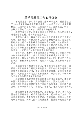 羊毛层基层工作心得体会