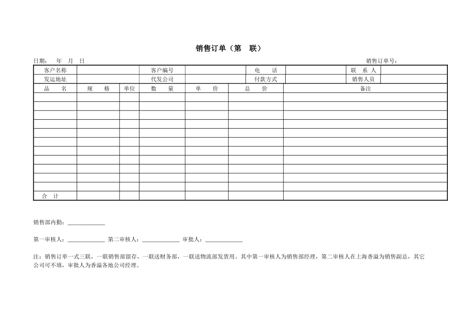 上海香溢酒业公司销售订单_第1页