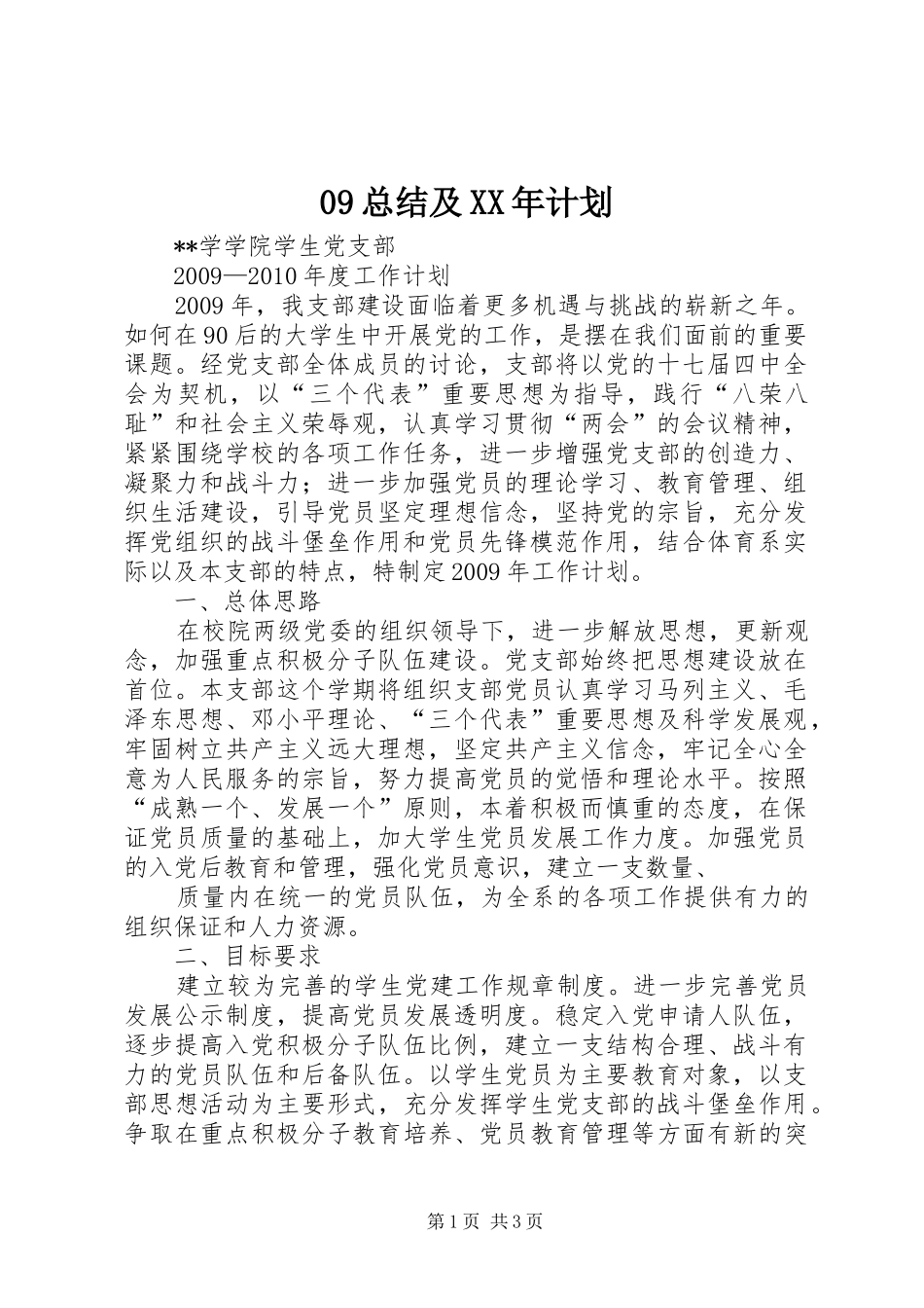 09总结及XX年计划 _第1页