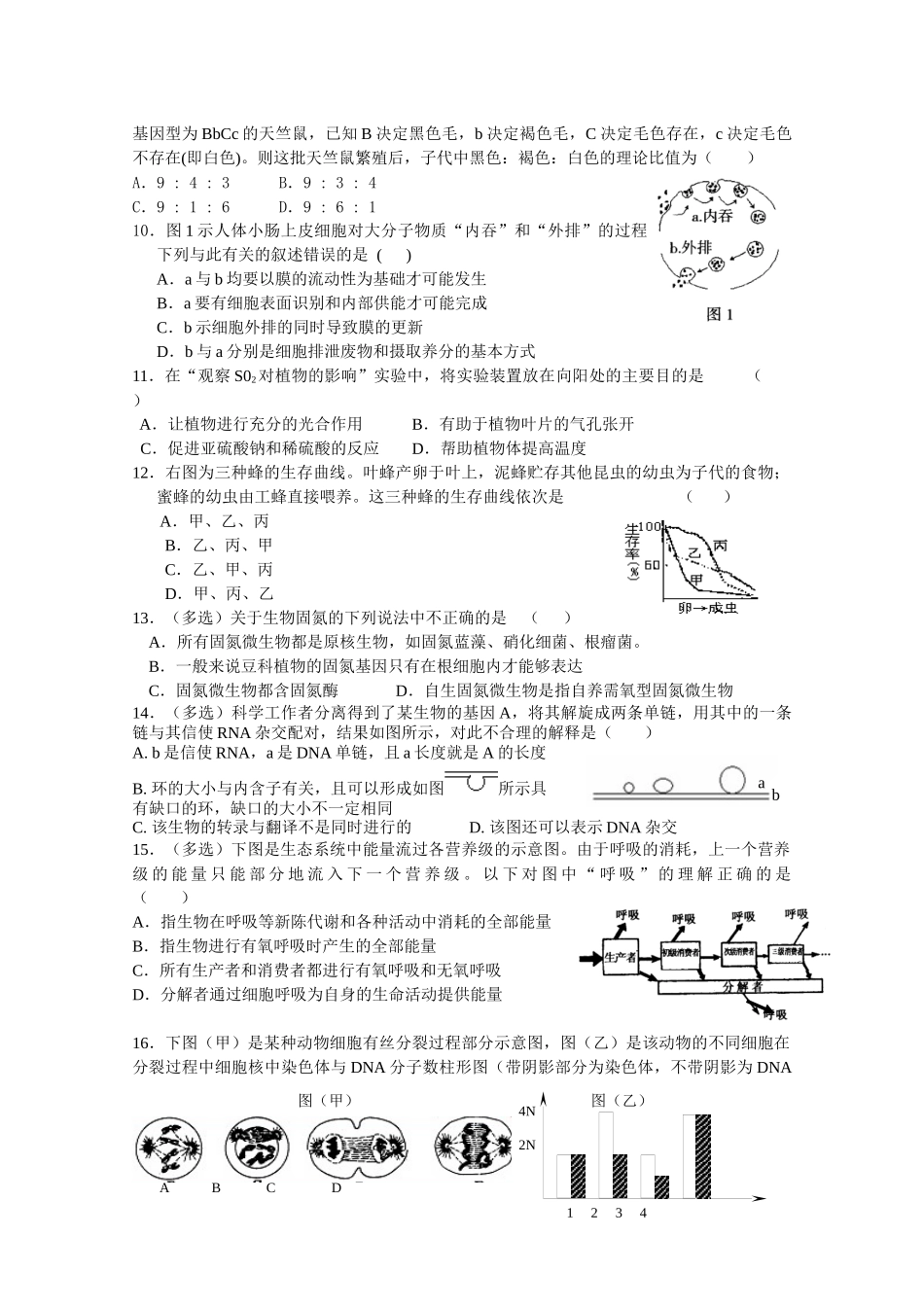 生物考前限时训练七_第2页