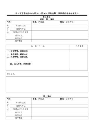 平川区水泉镇中心小学2013至2014学年度第二学期教师电子教学设计