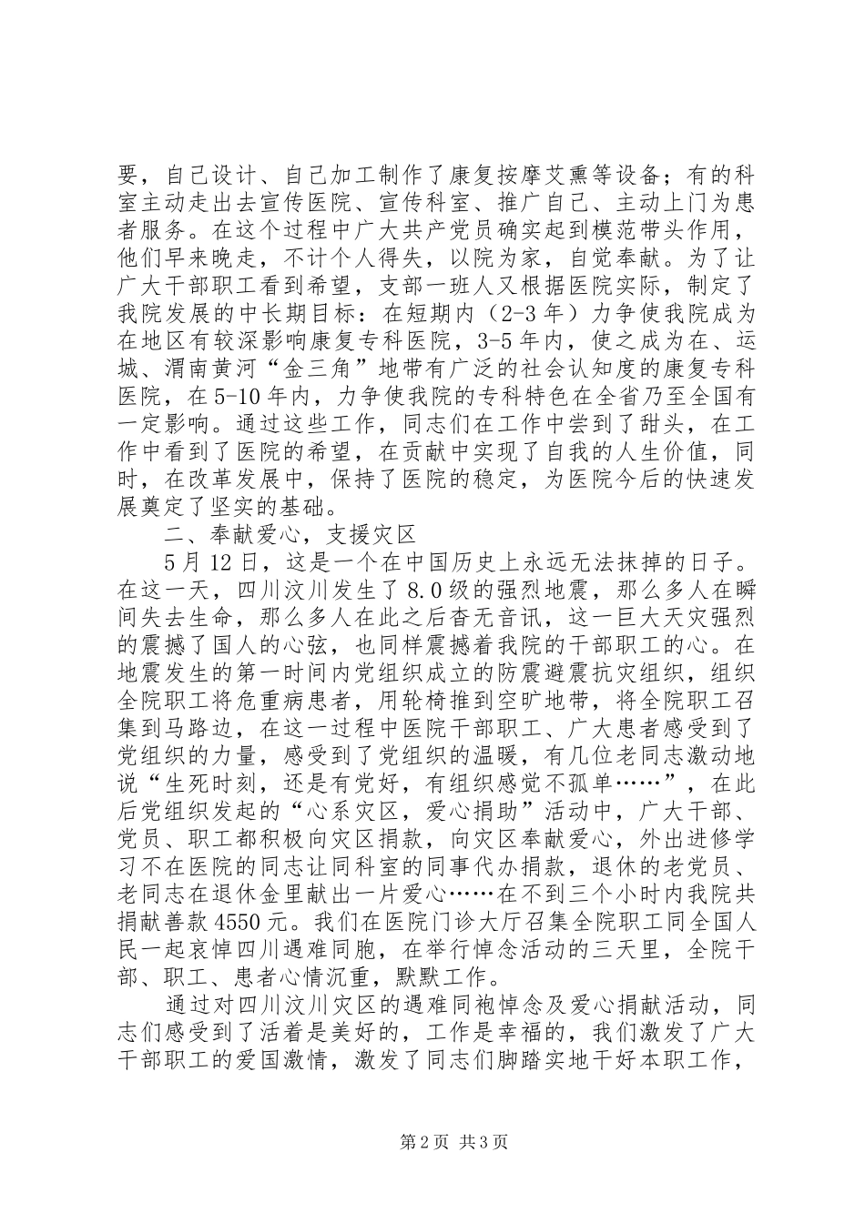 医院支部工作总结及工作计划 _第2页