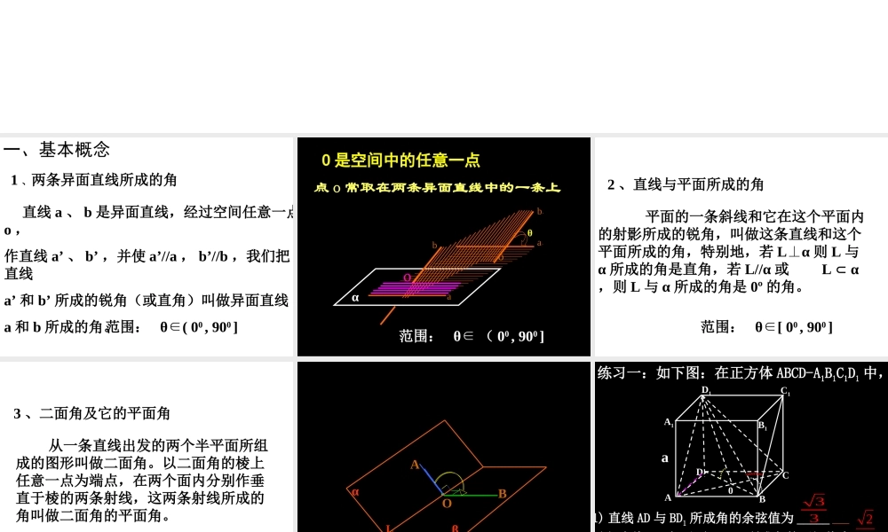 《空间中的夹角》复习课