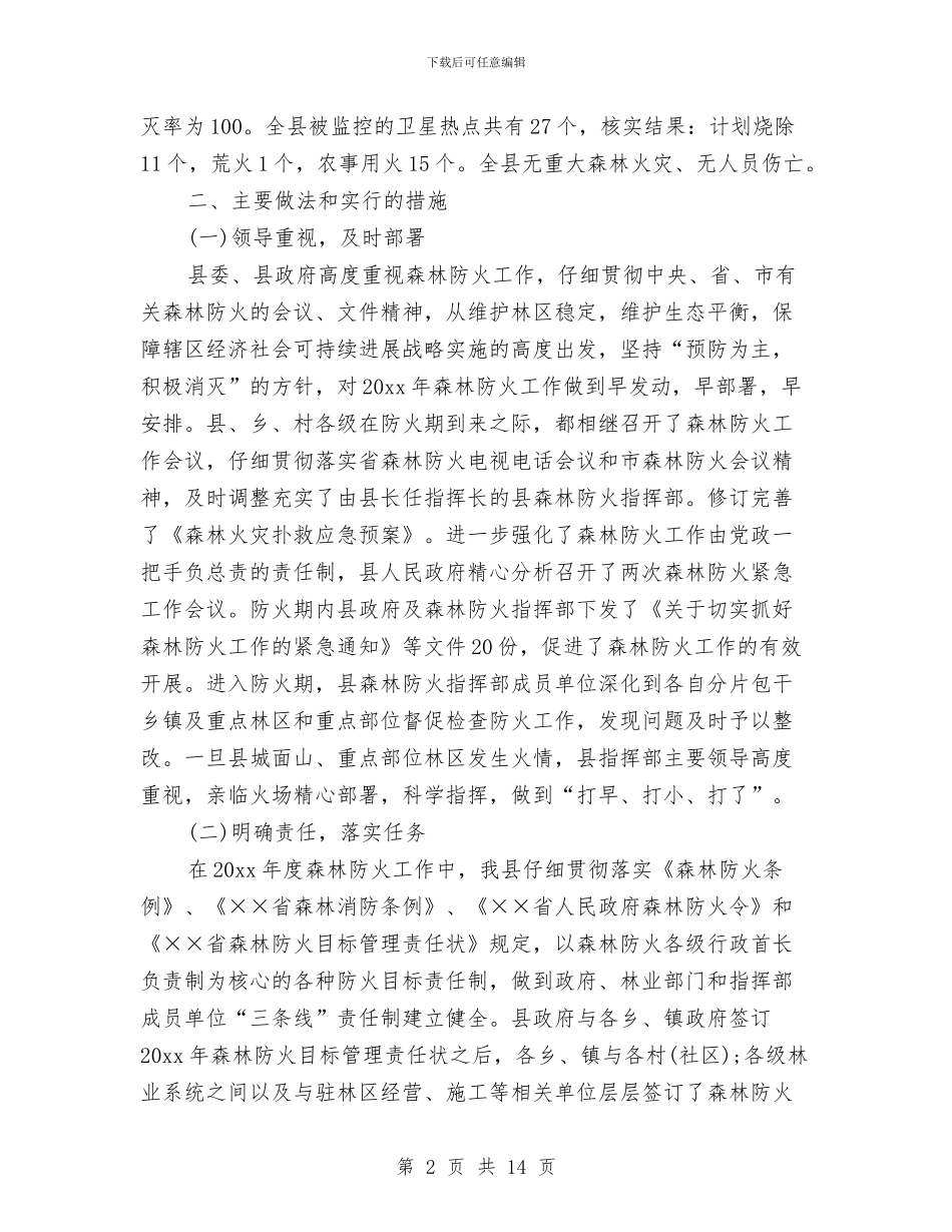 森林防火个人工作总结与森林防火工作情况分析报告汇编_第2页