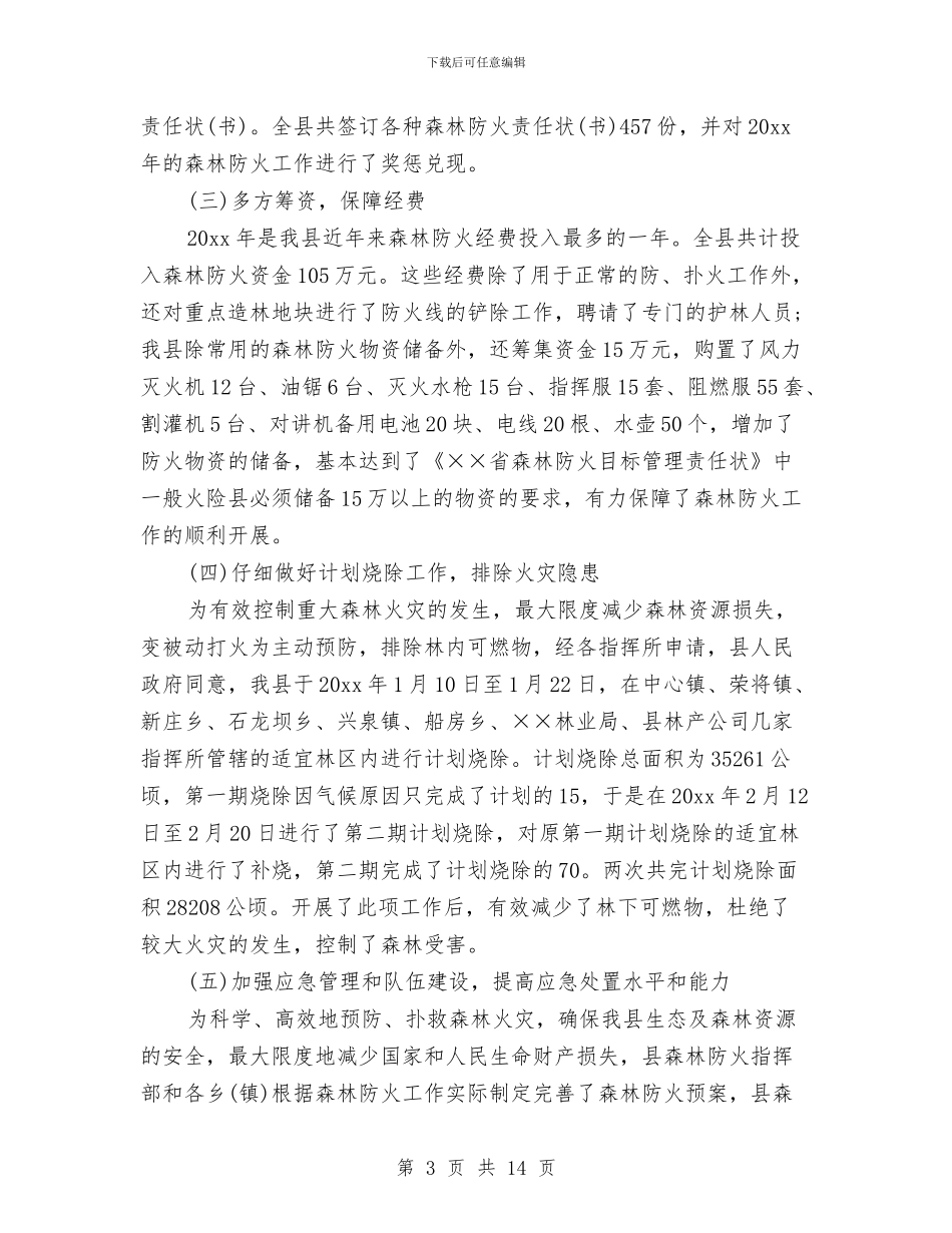 森林防火个人工作总结与森林防火工作情况分析报告汇编_第3页