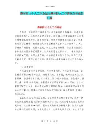 森林防火个人工作总结与森林防火工作情况分析报告汇编