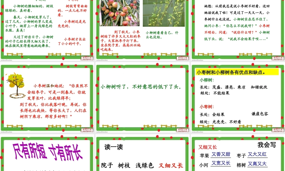 人教版小学语文二年级上册15《小柳树和小枣树》课件