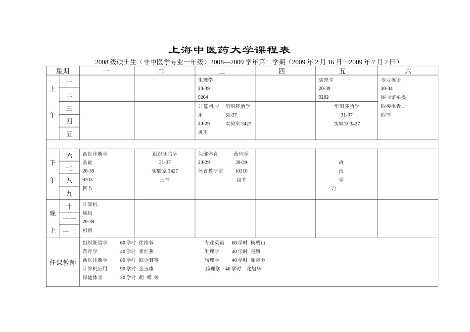 上海中医药大学课程表_第2页