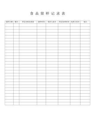 食品留样记录表
