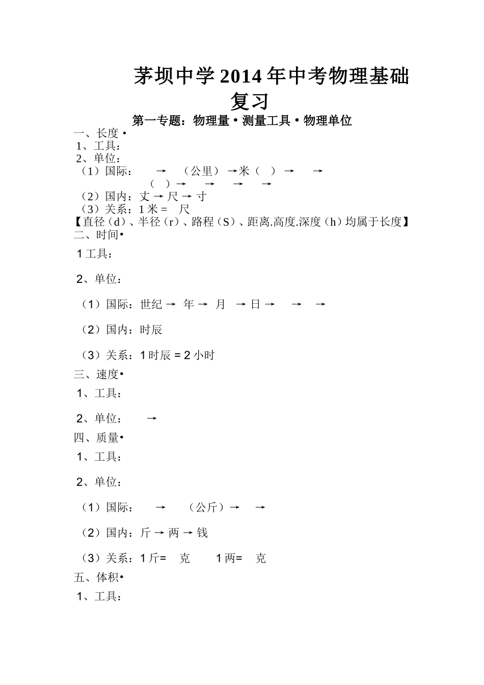 中考物理基础复习（节选）_第1页