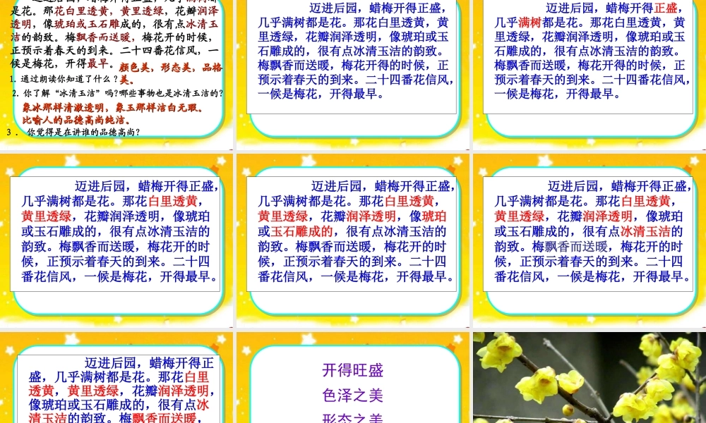 苏教版五年级下册第四课《早》课件_完美实用版