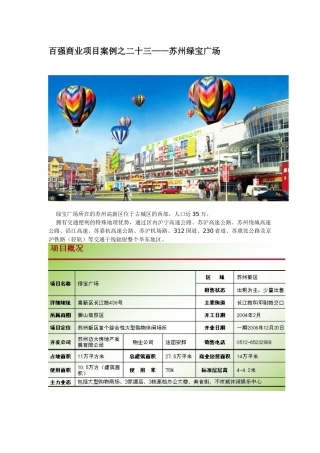 百强商业地产项目案例之二十三--苏州绿宝广场