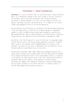 2014-2015学年高中英语Unit1AlandofdiversityCalifornia-briefintroduction素材新人教版选修8