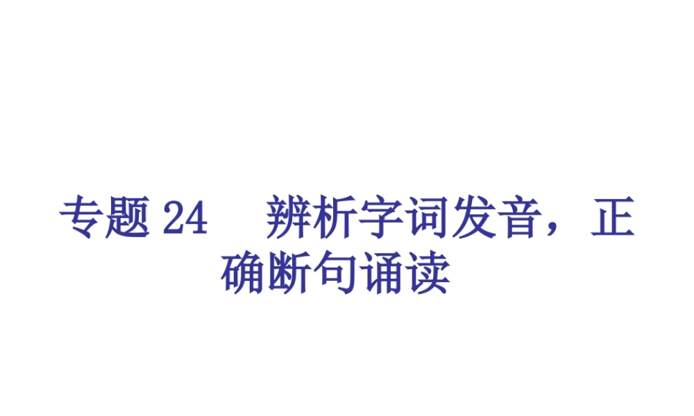 专题24-辨析字词发音，正确断句诵读（29页）