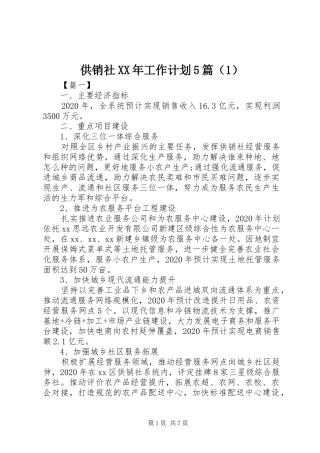 供销社XX年工作计划5篇（1）