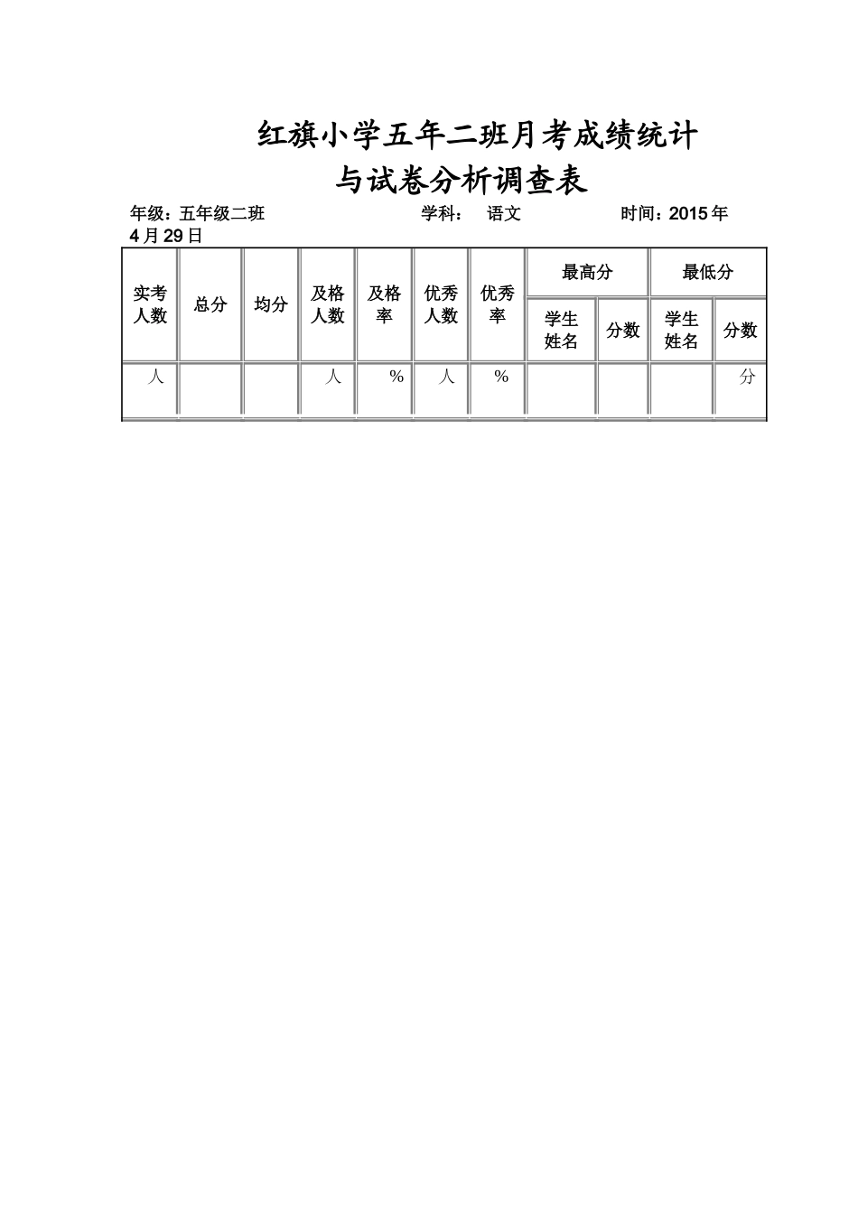 小学学生月考成绩统计 (2)_第1页