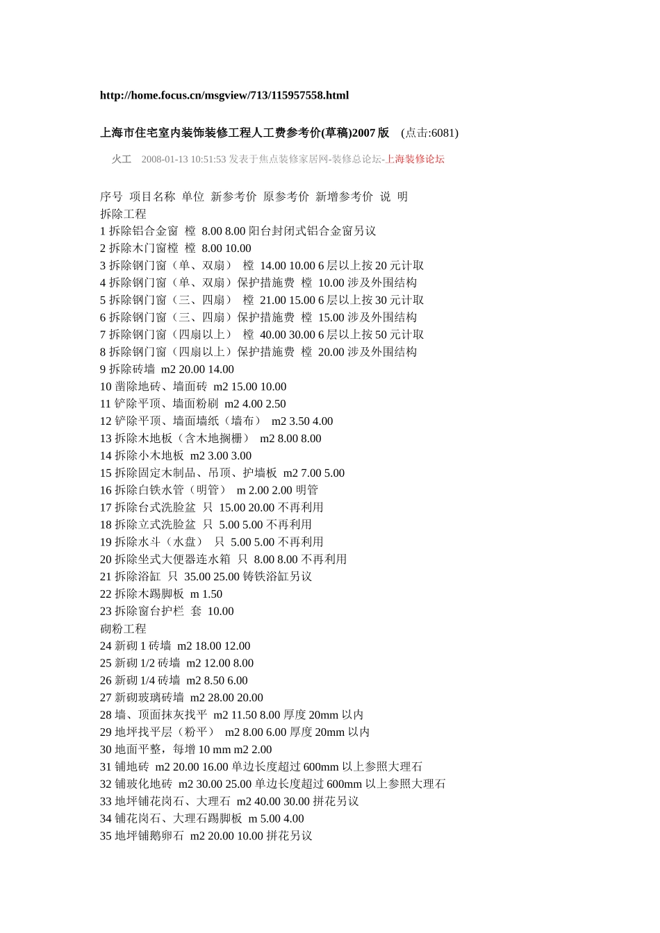 上海市住宅室内装饰装修工程人工费参考价234683140_第1页