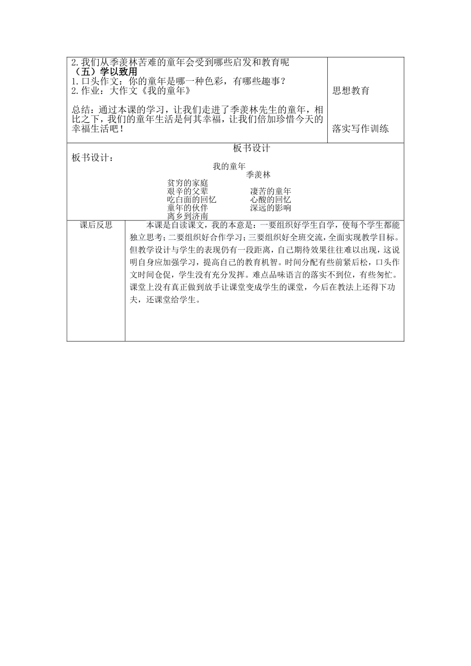 《我的童年》教学设计金绍红_第2页