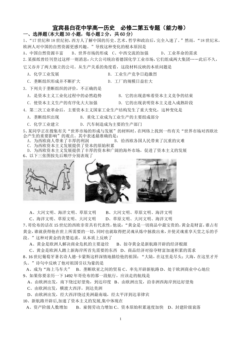 必修二第五专题（能力卷）_第1页