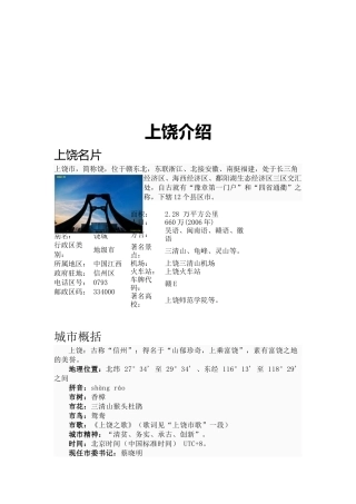 上饶旅游景点简介