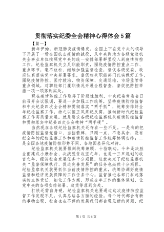 贯彻落实纪委全会精神心得体会5篇