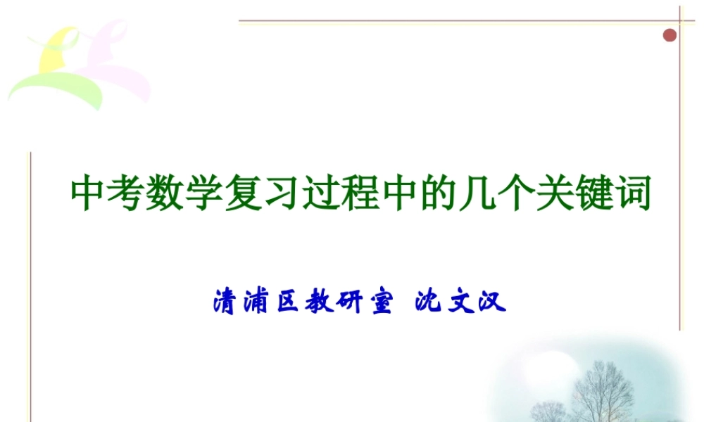 中考数学复习过程中的几个关键词