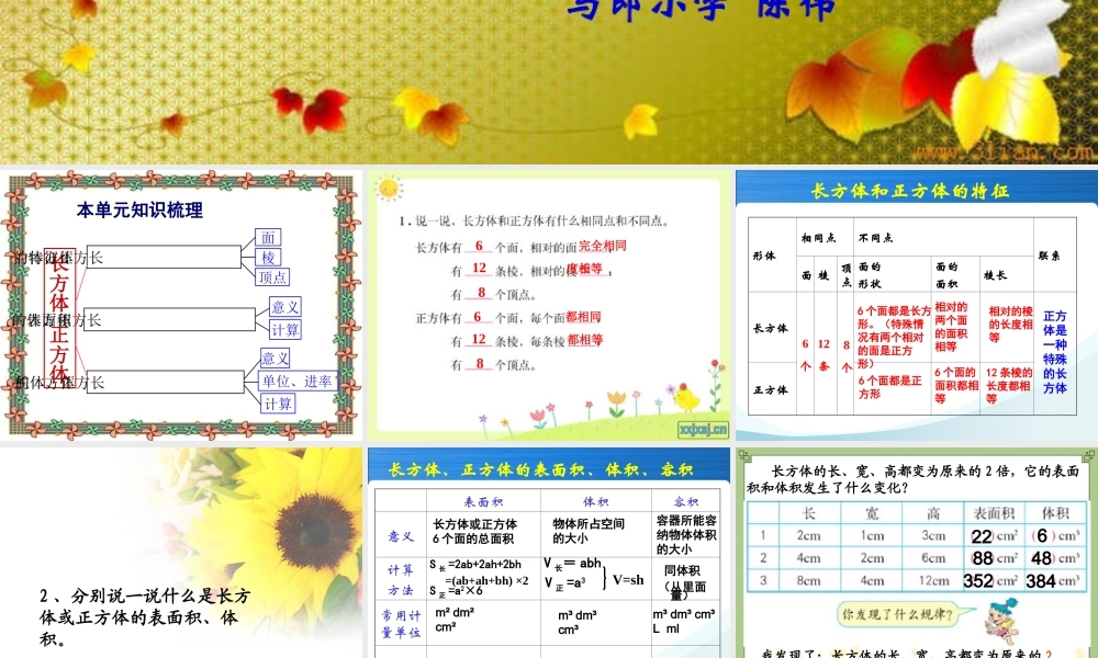 长方体和正方体整理与复习