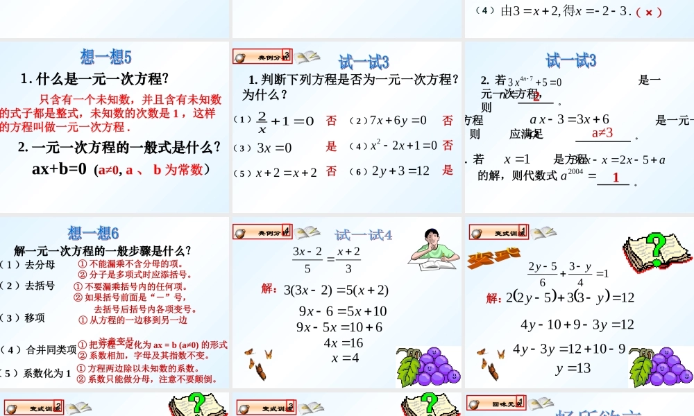 一元一次方程复习 (2)