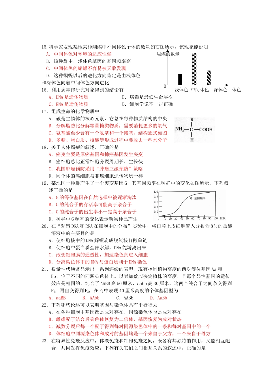 生物选择题训练3-生物多项选择题练习(3)_第3页
