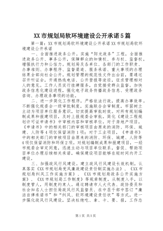 XX市规划局软环境建设公开承诺5篇