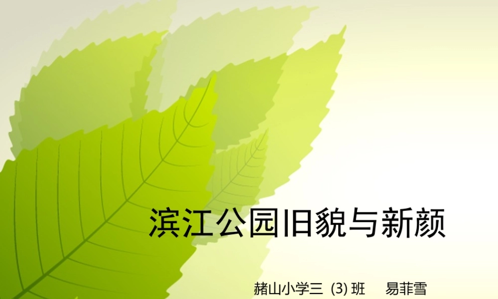 滨江公园旧貌与新颜——易菲雪