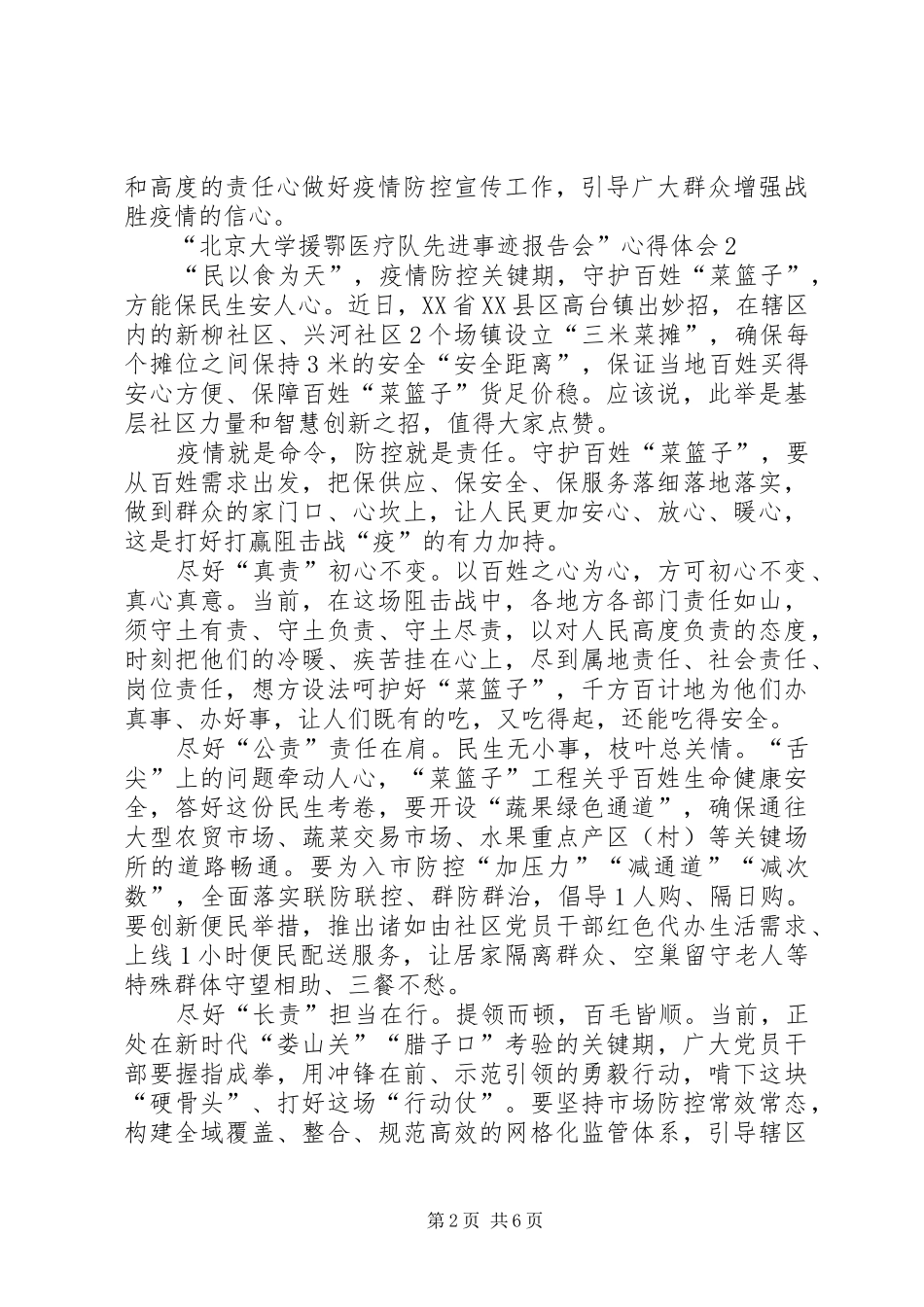 “北京大学援鄂医疗队先进事迹报告会”心得体会多篇_第2页
