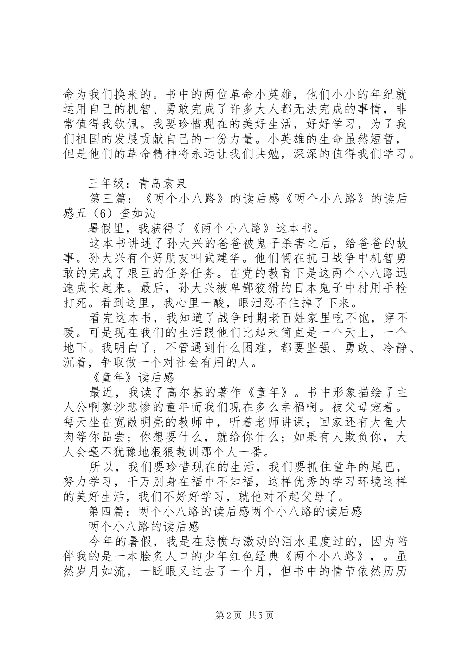 《两个小八路》读后感_第2页