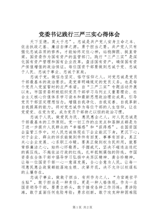党委书记践行三严三实心得体会
