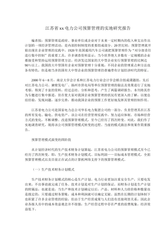 某某电力公司预算管理的实地研究报告(doc 5)