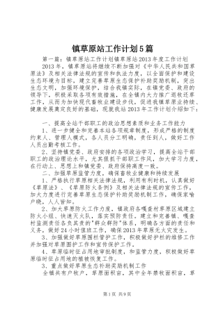 镇草原站工作计划5篇