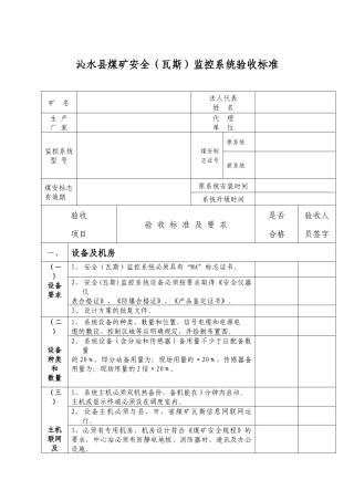 晋城市煤矿安全(瓦斯)监控系统验收标准1