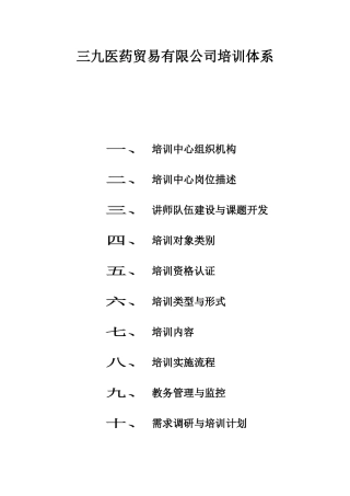 三九医药贸易有限公司培训体系