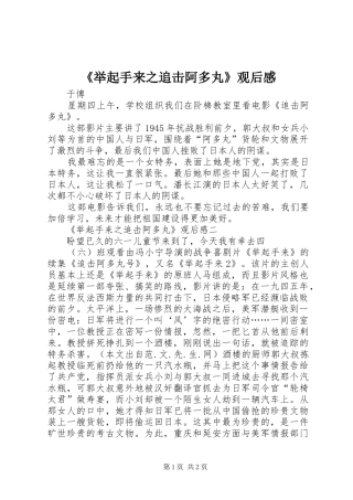 《举起手来之追击阿多丸》观后感
