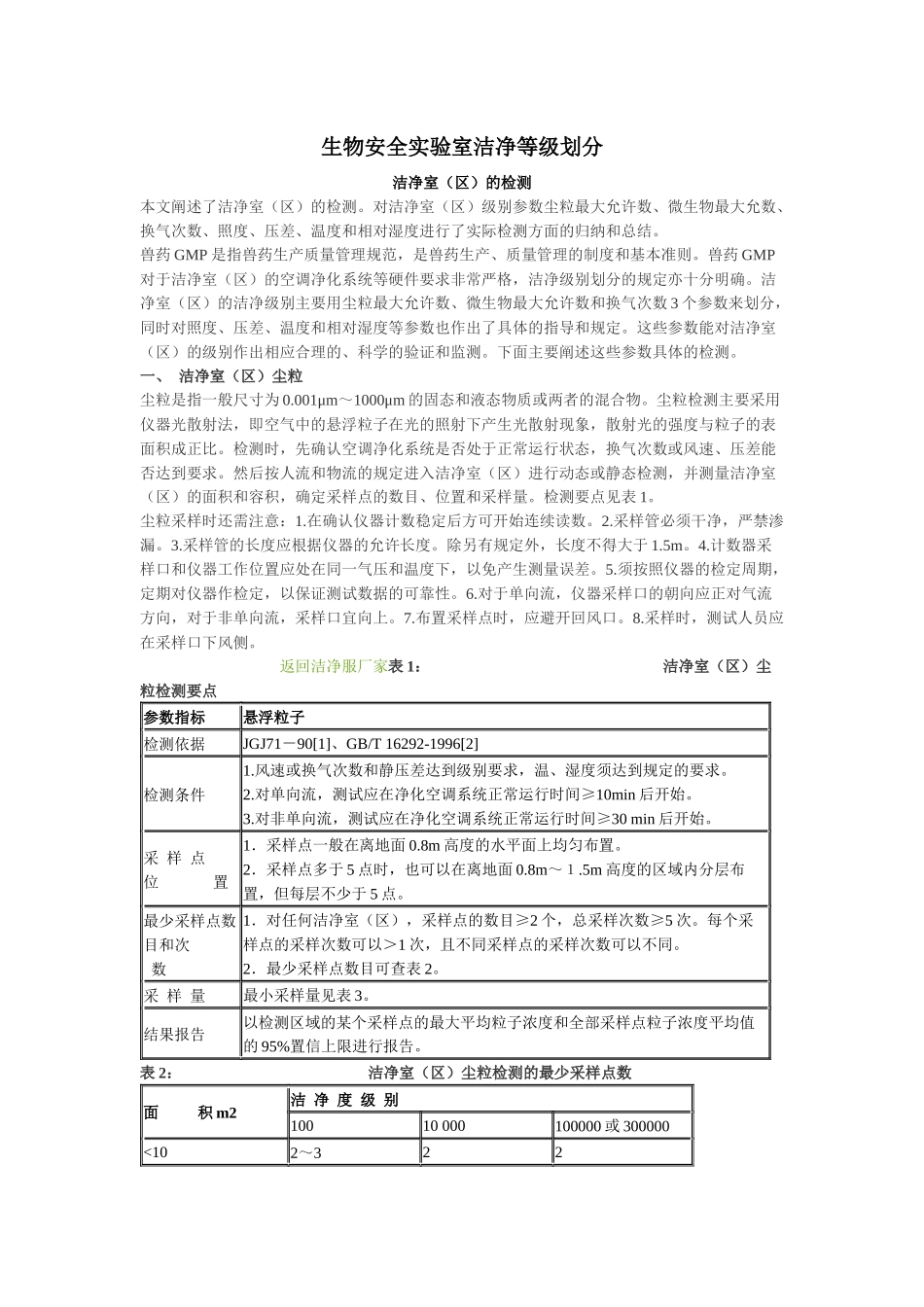 生物安全实验室洁净等级划分_第1页