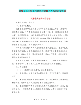 武警个人年终工作总结与武警个人总结范文汇编