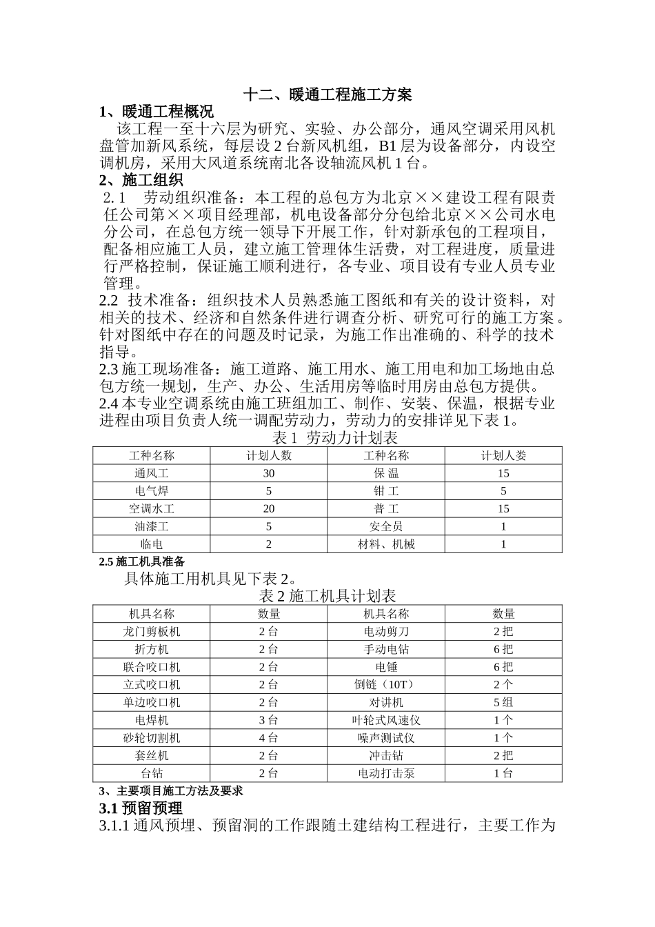 暖通工程施工方案(DOC9页)_第1页