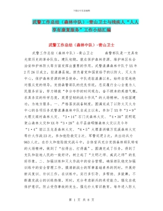 武警工作总结-青山卫士与残疾人“人人享有康复服务”工作小结汇编