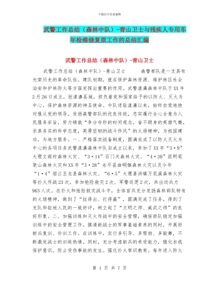 武警工作总结