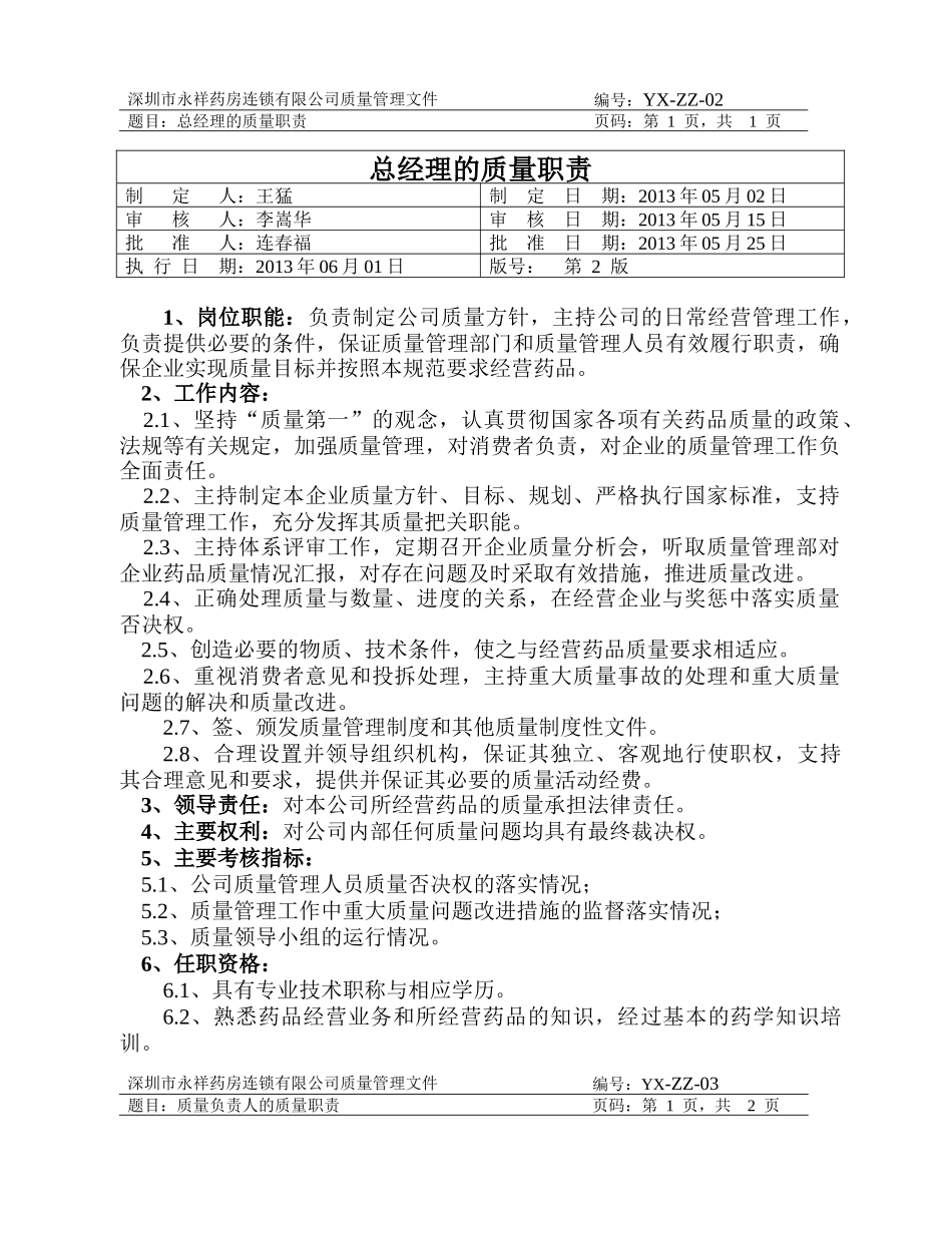 质量职责(药品连锁企业)_第2页